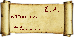 Bátki Alex névjegykártya